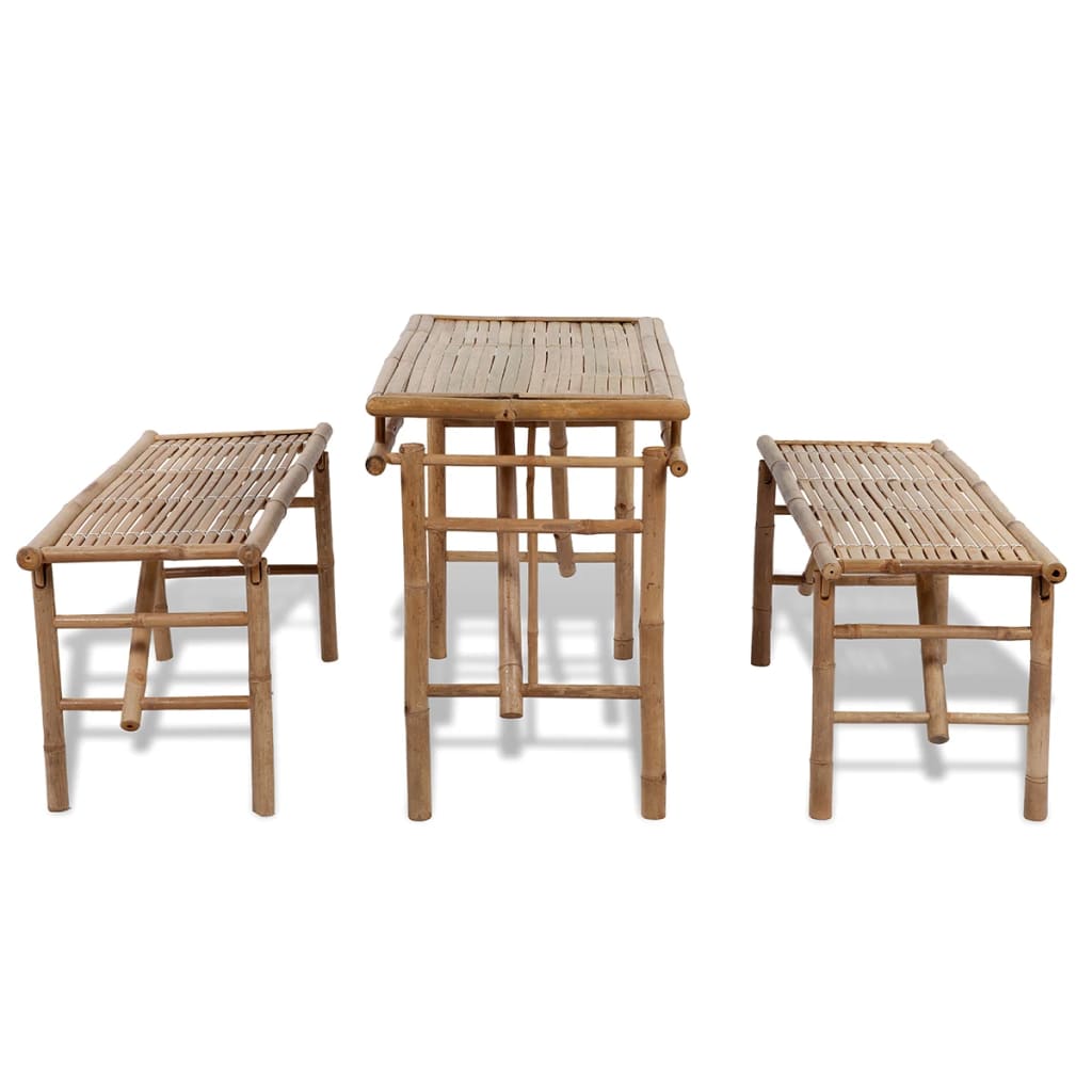 Table with 2 Benches 100 cm Bamboo