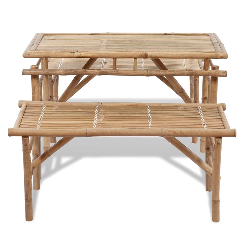 Table with 2 Benches 100 cm Bamboo