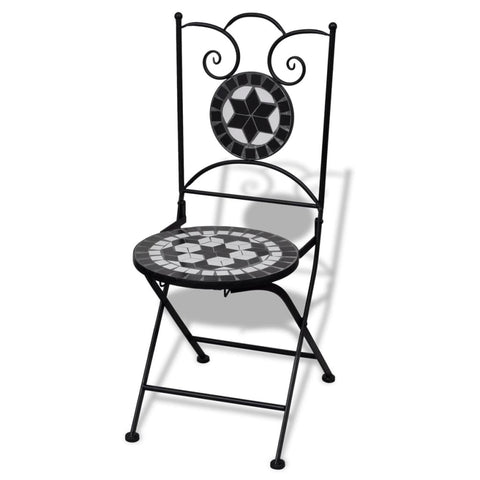 Folding Bistro Chairs 2 pcs Ceramic Black and White