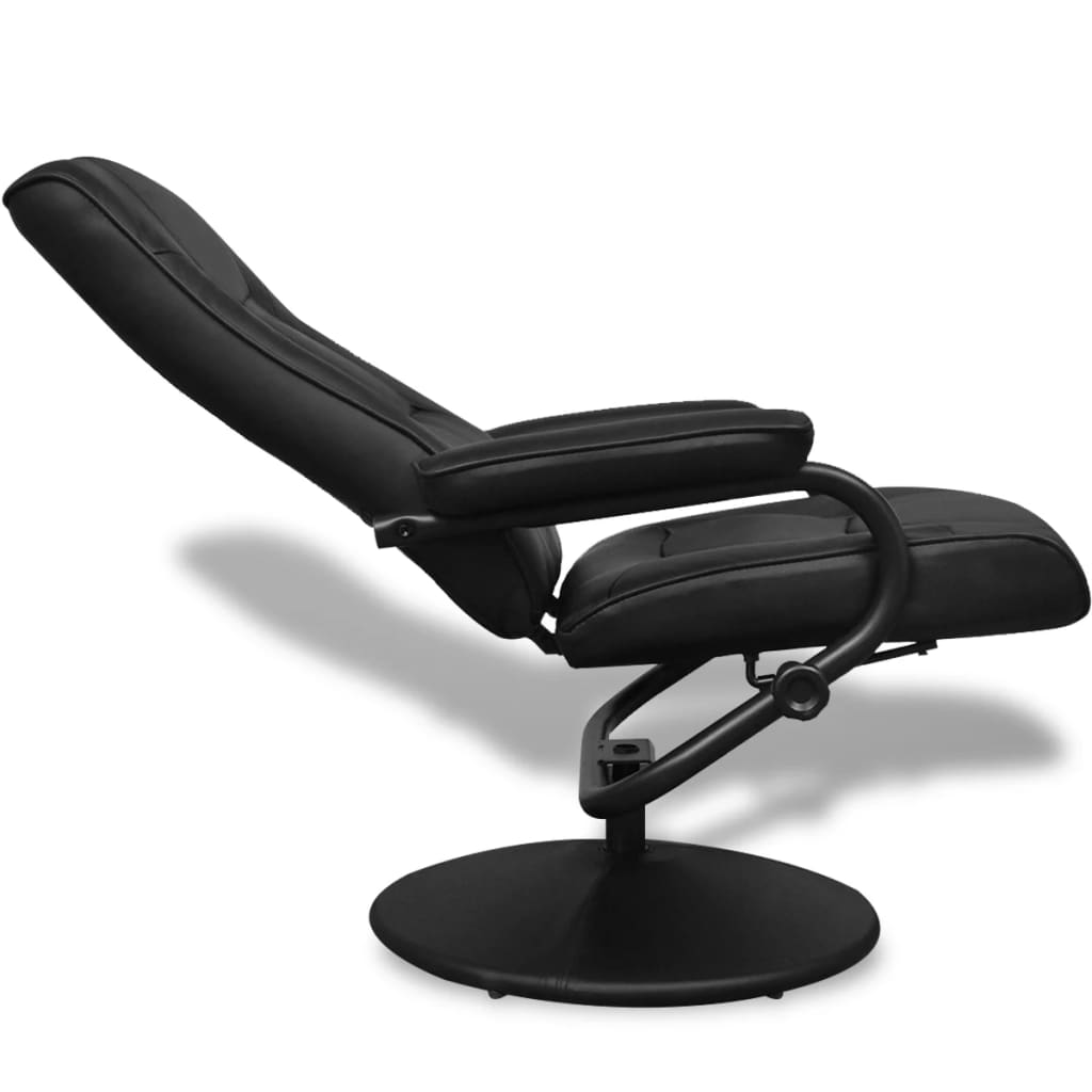 TV Archair with Footstool Black Fau Leather