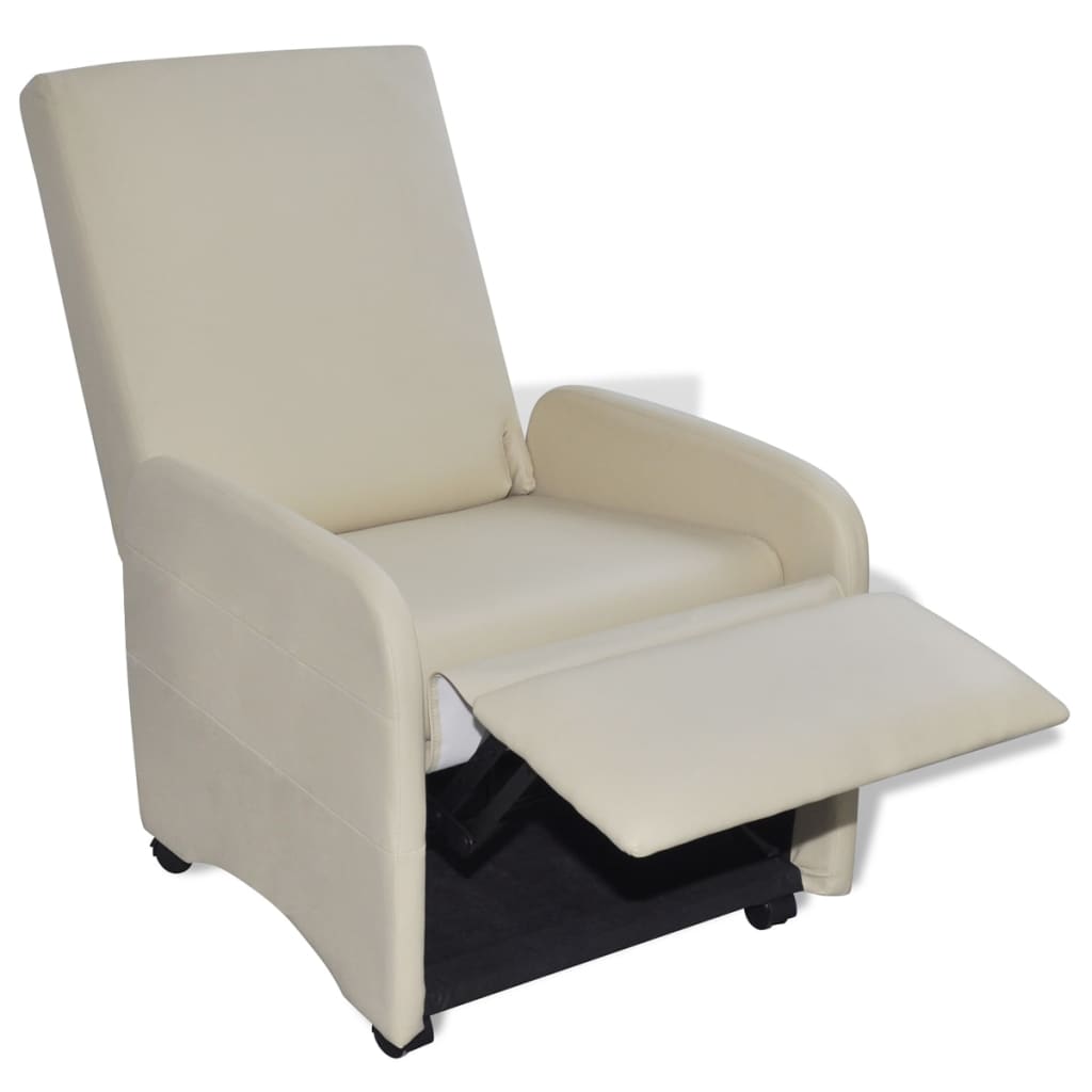 Folding Archair Cream Fau Leather