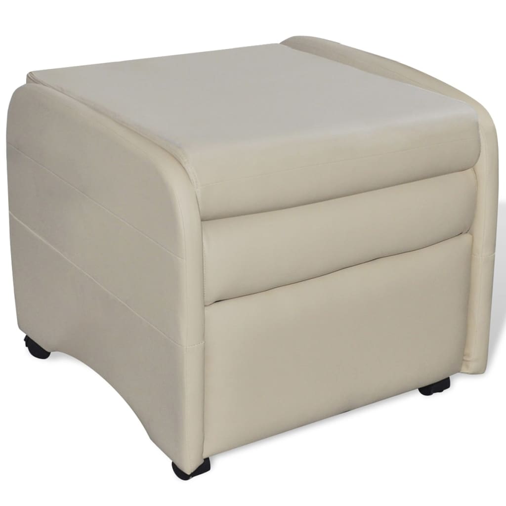 Folding Archair Cream Fau Leather