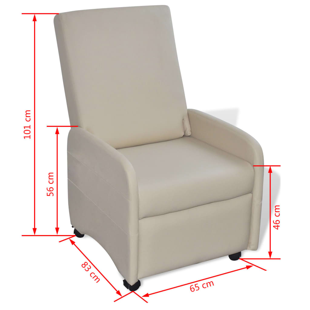 Folding Archair Cream Fau Leather