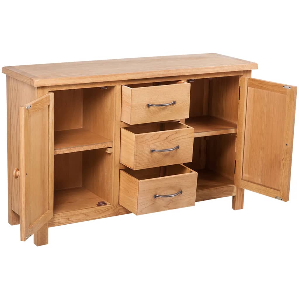 Sideboard with 3 Drawers Solid Oak Wood