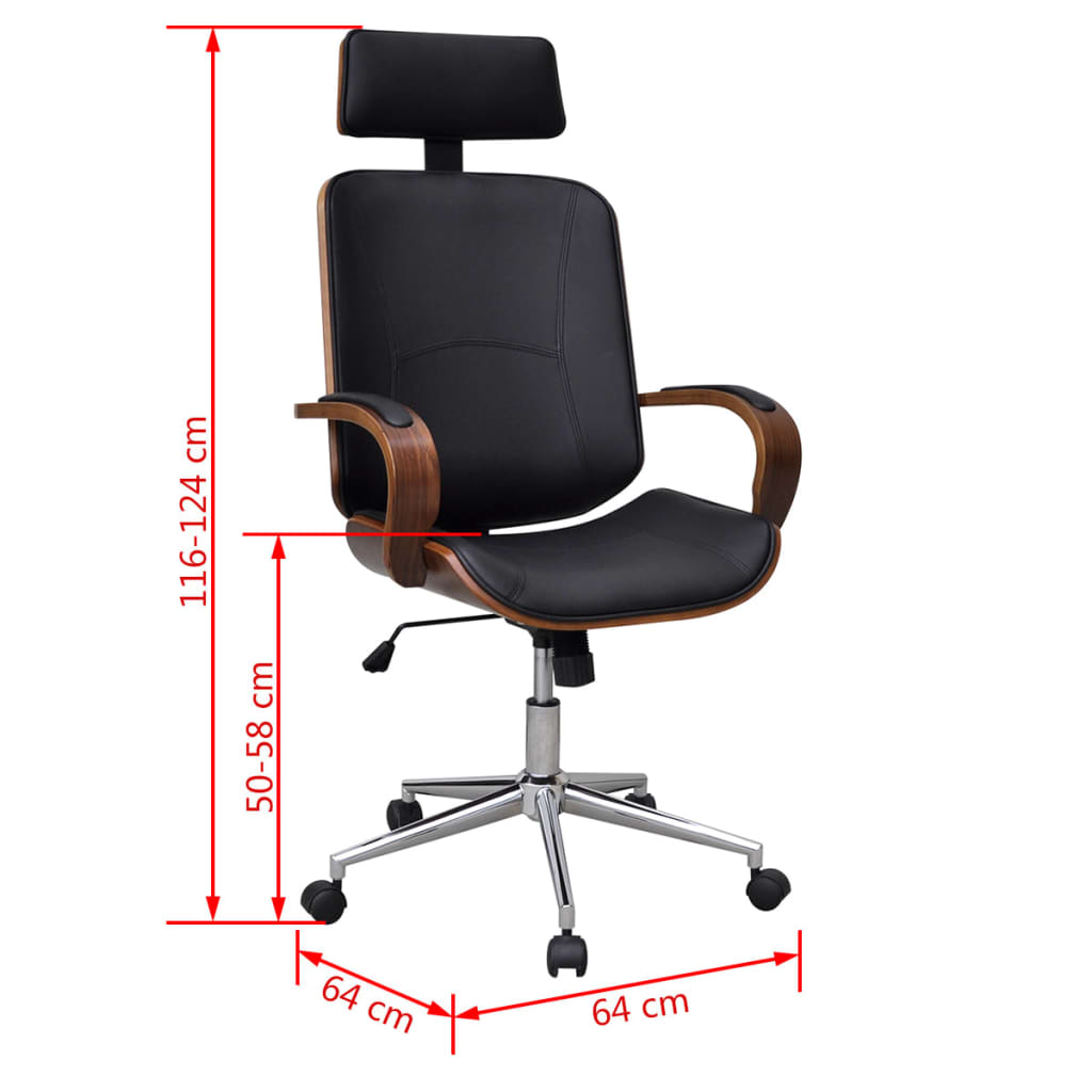 Swivel Office Chair with Headrest Bentwood Artificial Leather