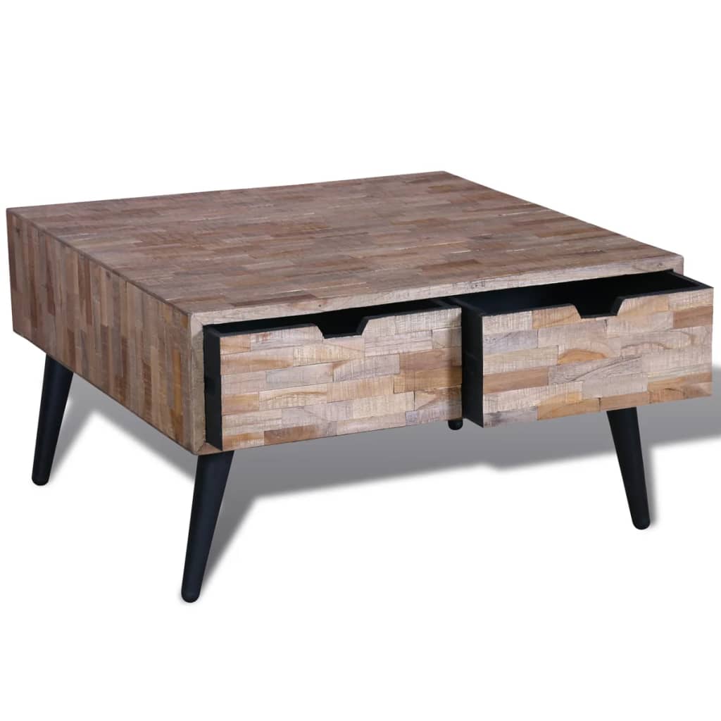 Coffee Table with 4 Drawers Reclaimed Teak Wood