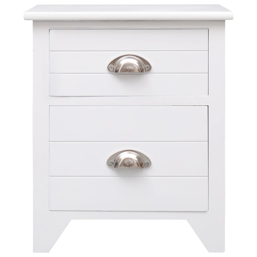 Nightstand 2 Pcs With 2 Drawers White