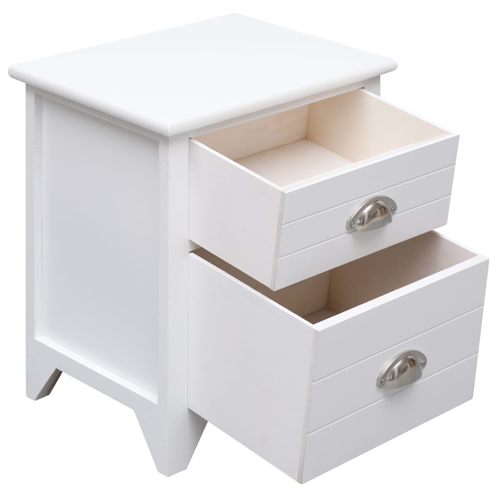 Nightstand 2 Pcs With 2 Drawers White