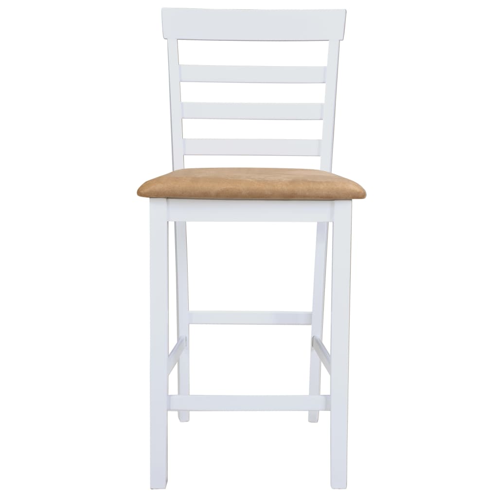 White Wooden Bar Table and 4 Bar Chairs Set