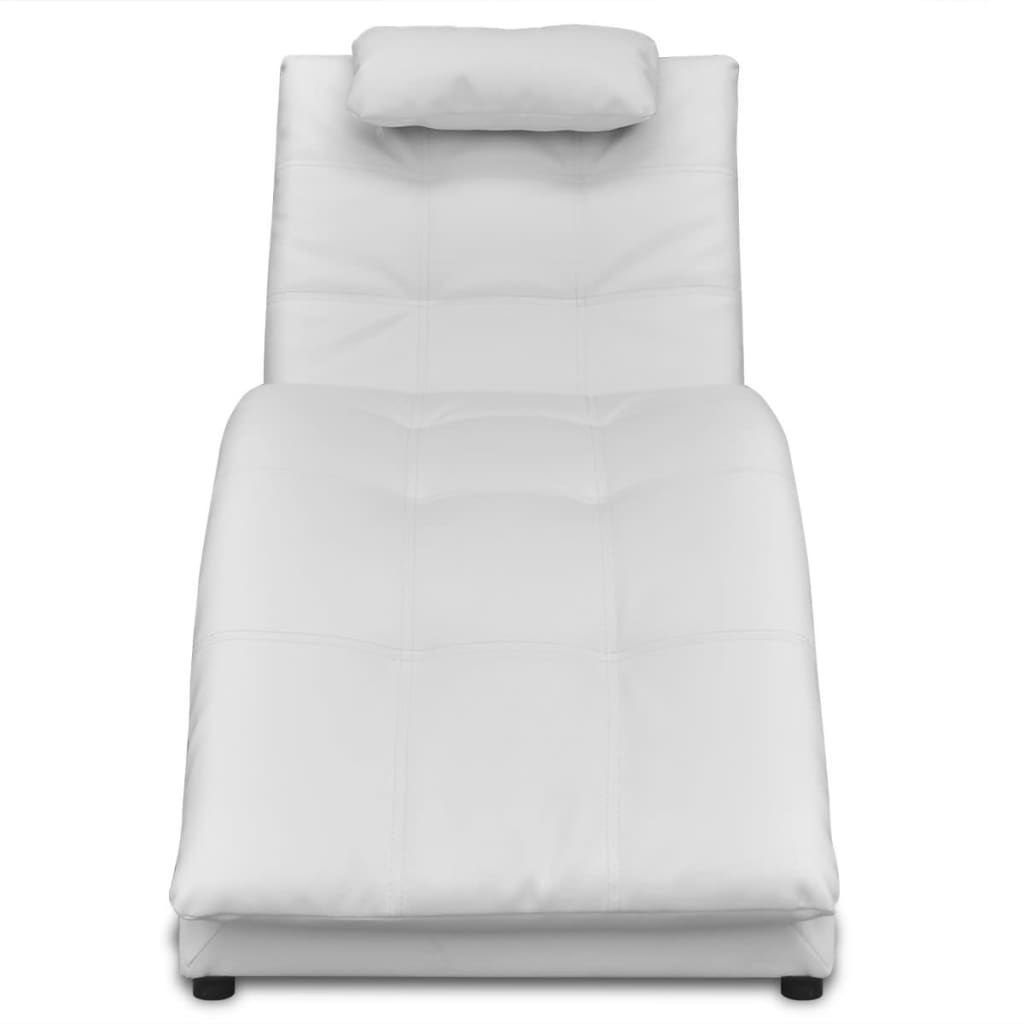 Chaise Longue with Pillow White Leather