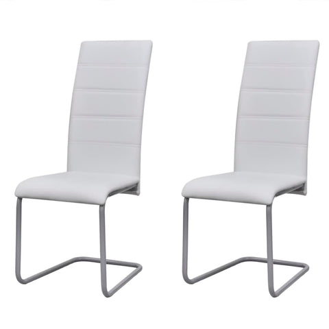 Dining Chairs 2 pcs White Leather