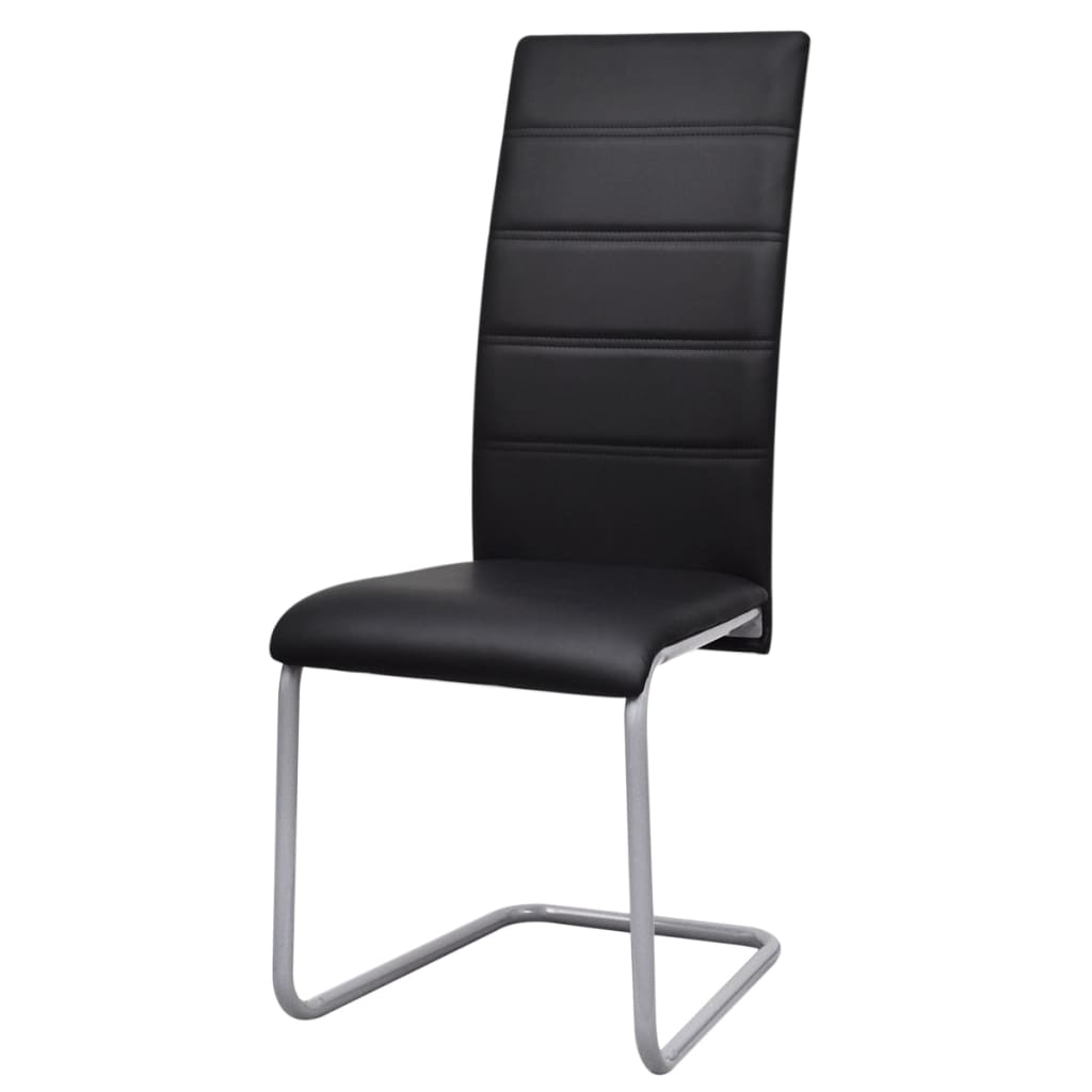 Dining Chairs 2 pcs Black Leather