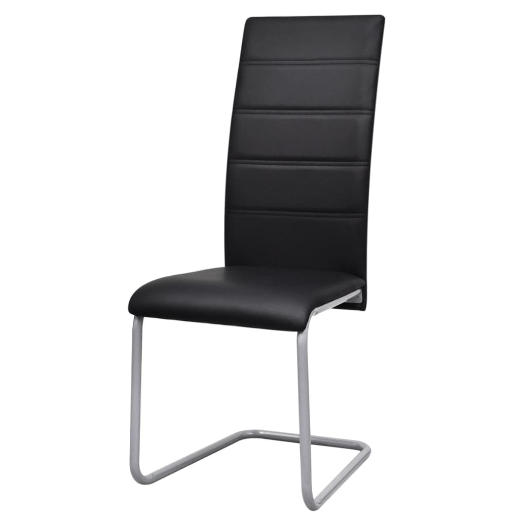 Dining Chairs 4 pcs Black Leather