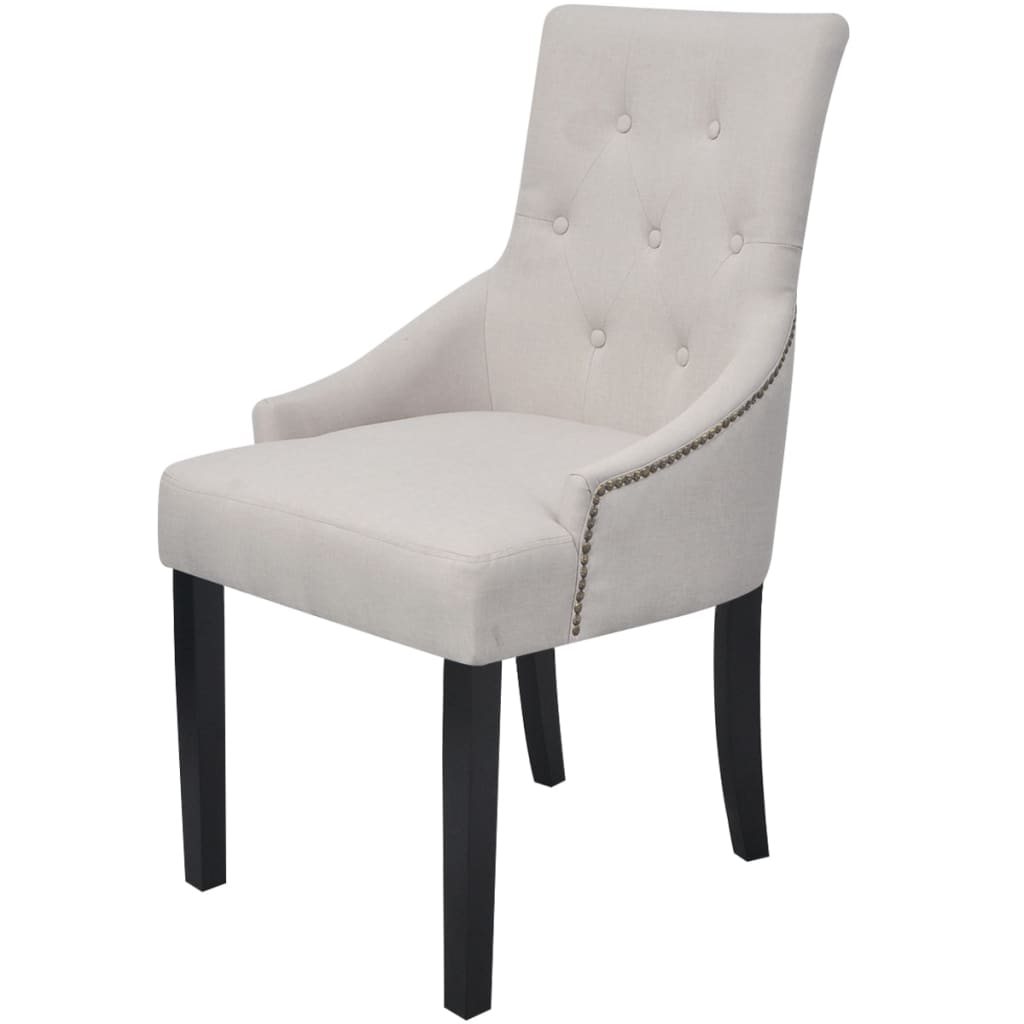 Dining Chairs 2 pcs Cream Fabric