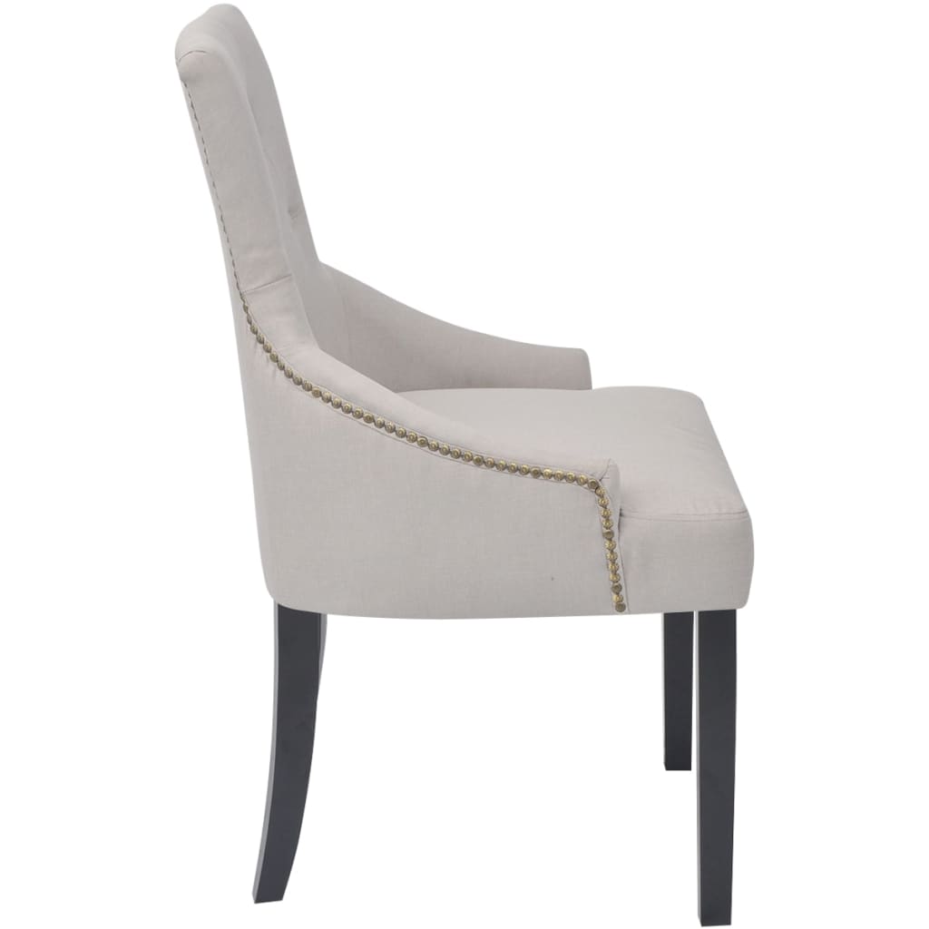 Dining Chairs 2 pcs Cream Fabric