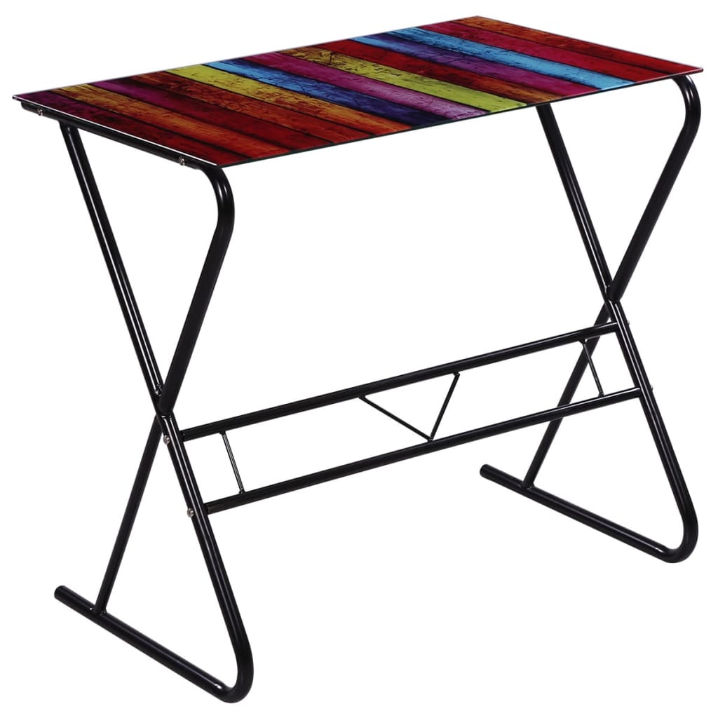 Glass Desk with Rainbow Pattern