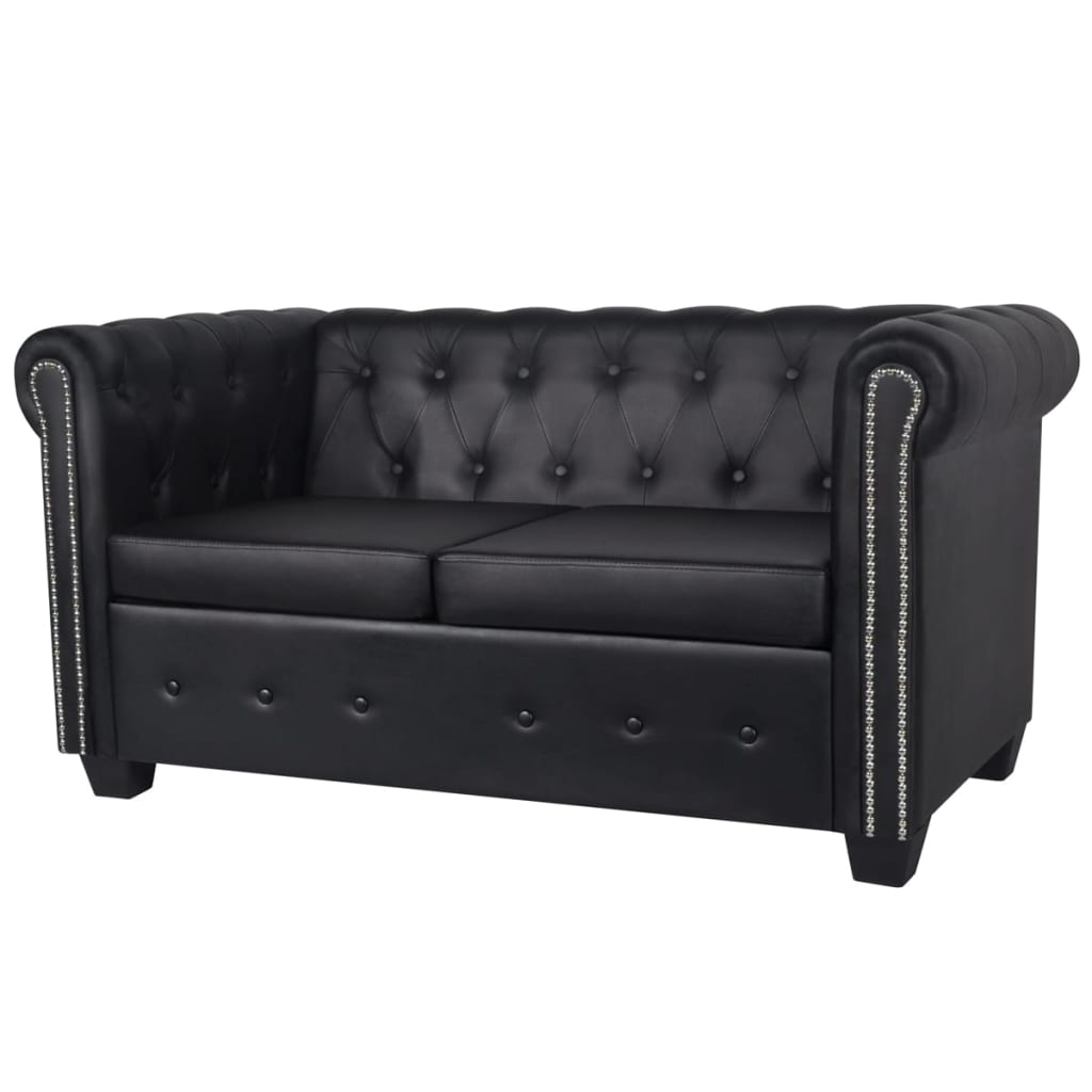 Chesterfield 2-Seater and 3-Seater Artificial Leather Black