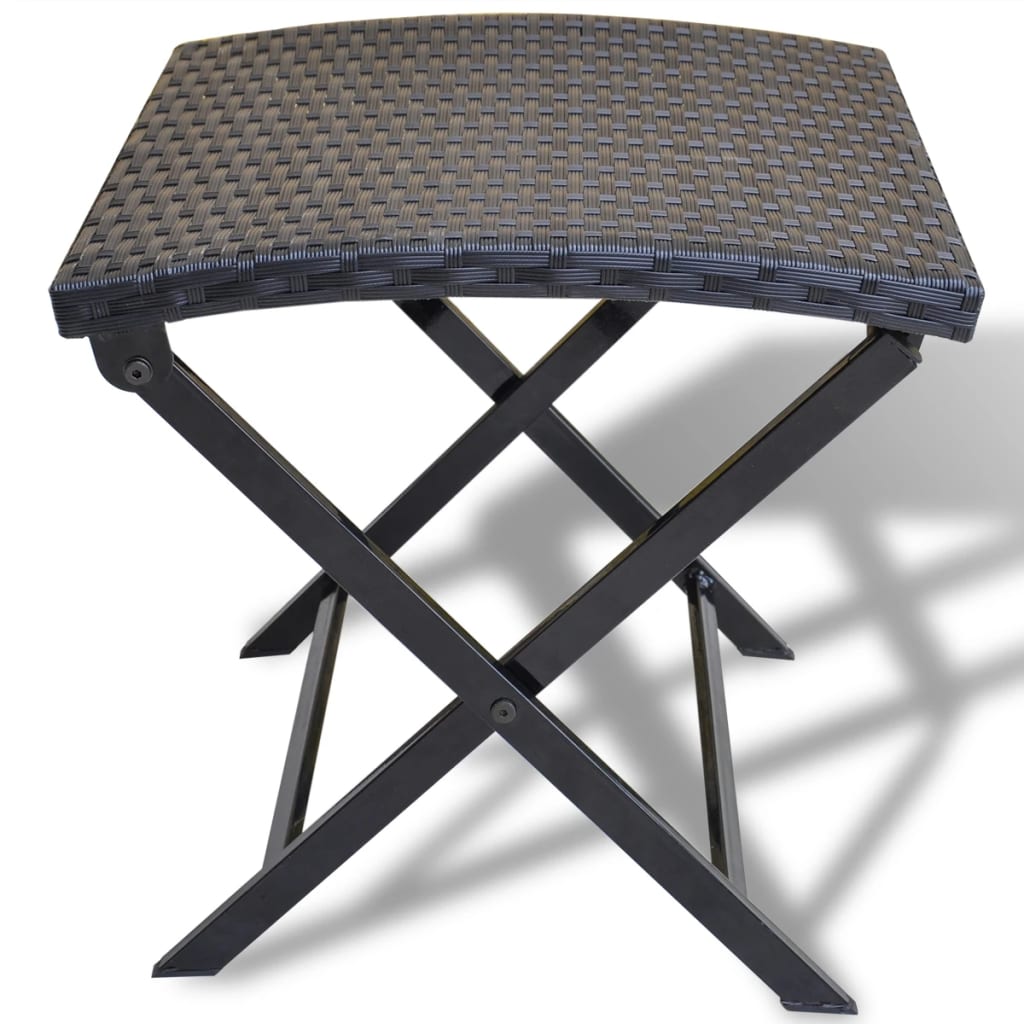 Folding Stool Poly Rattan Black