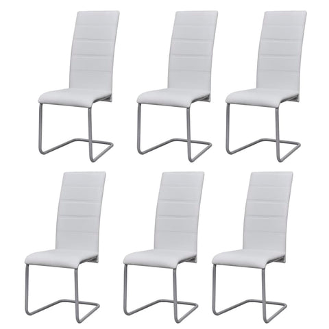 Dining Chairs 6 pcs White Leather