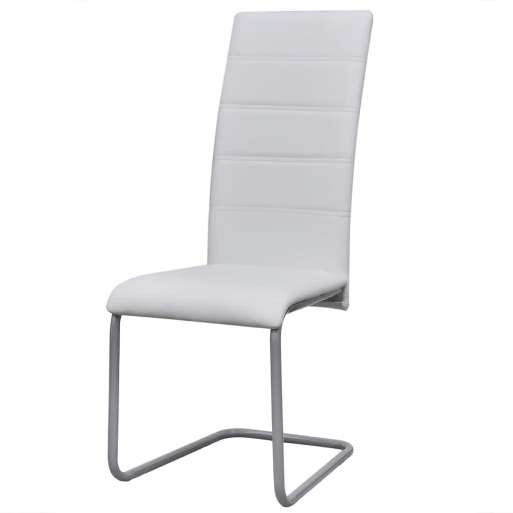 Dining Chairs 6 pcs White Leather