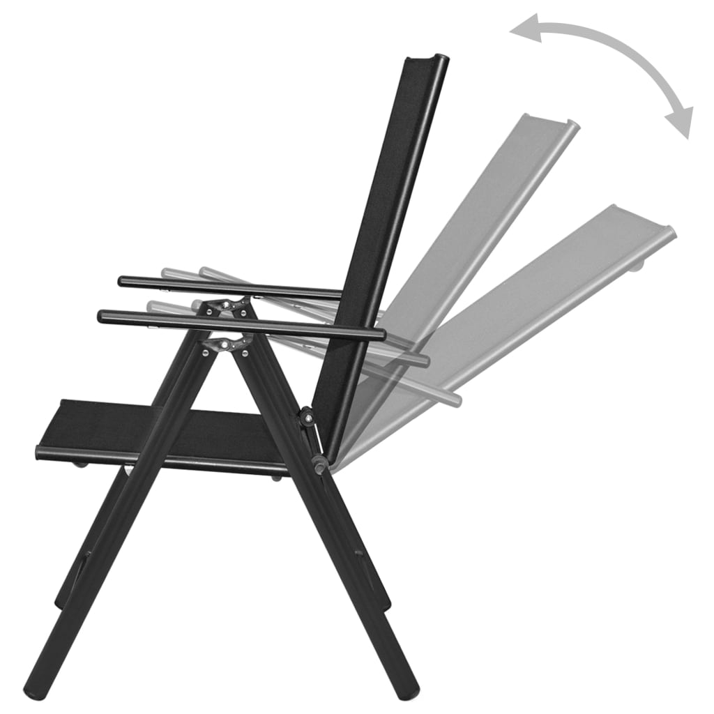 Folding Garden Chairs 2 pcs Aluminium and Textilene - Black