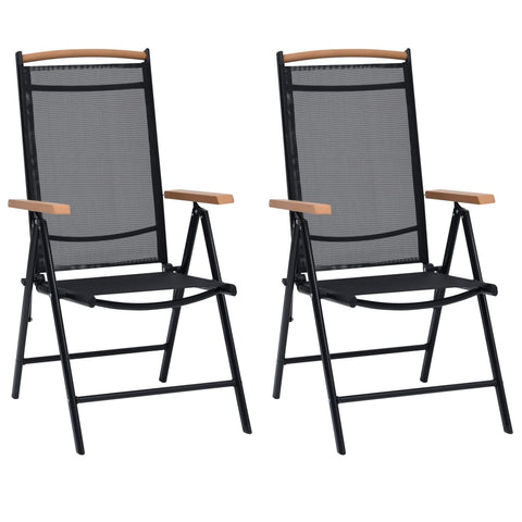 Folding Garden Chairs 2 pcs Aluminium and Textilene Black