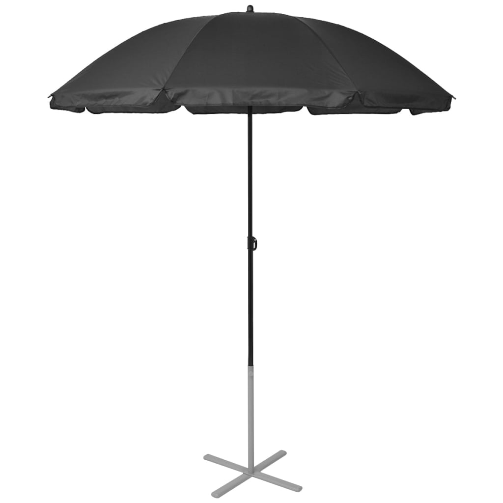 Sun Loungers with Umbrella Aluminium Black