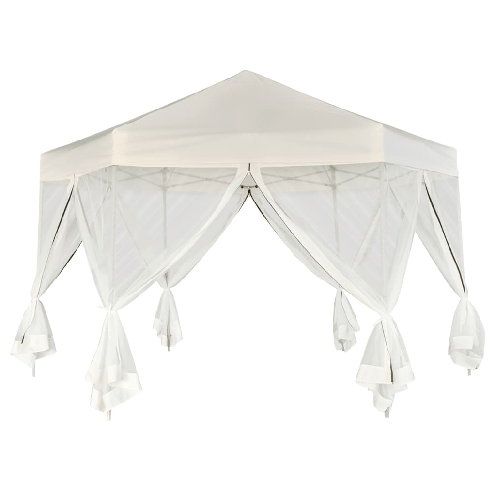 Hexagonal Pop-Up Marquee with 6 Sidewalls Cream White