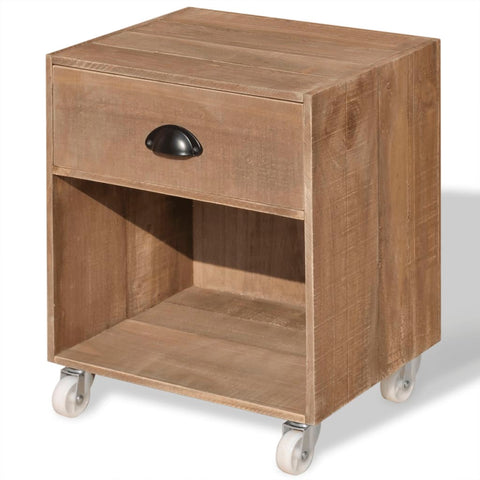 Nightstand Brown Solid Wood