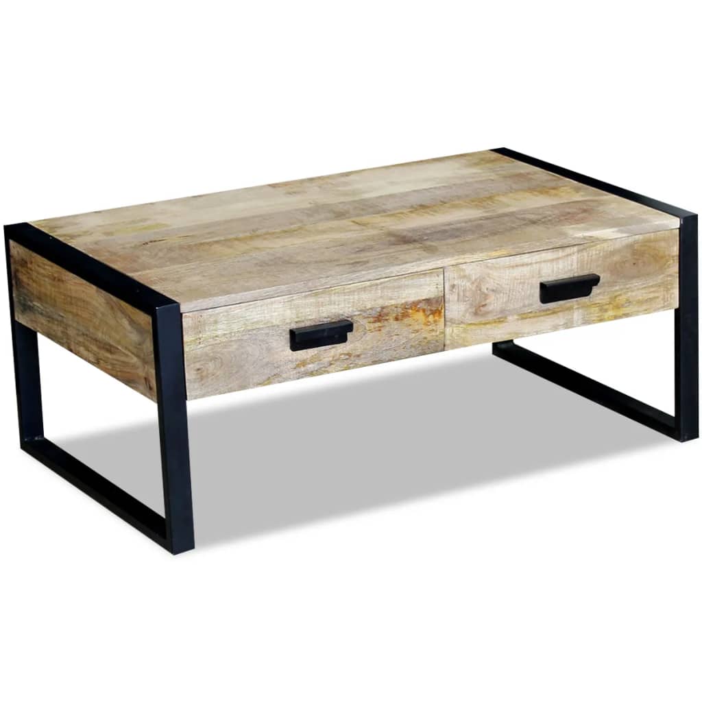 Coffee Table with 2 Drawers Solid Mango Wood