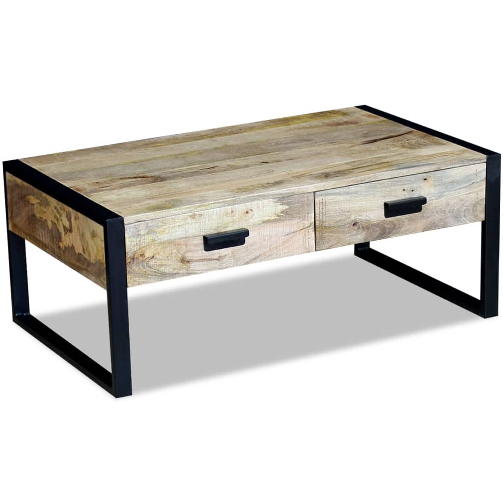 Coffee Table with 2 Drawers Solid Mango Wood