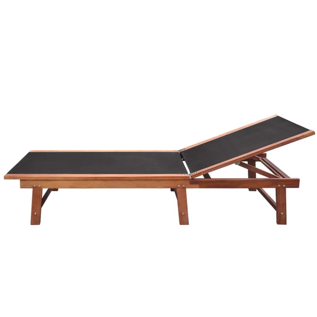 Sun Loungers 2 pcs with Table Solid Acacia Wood and Tetilene