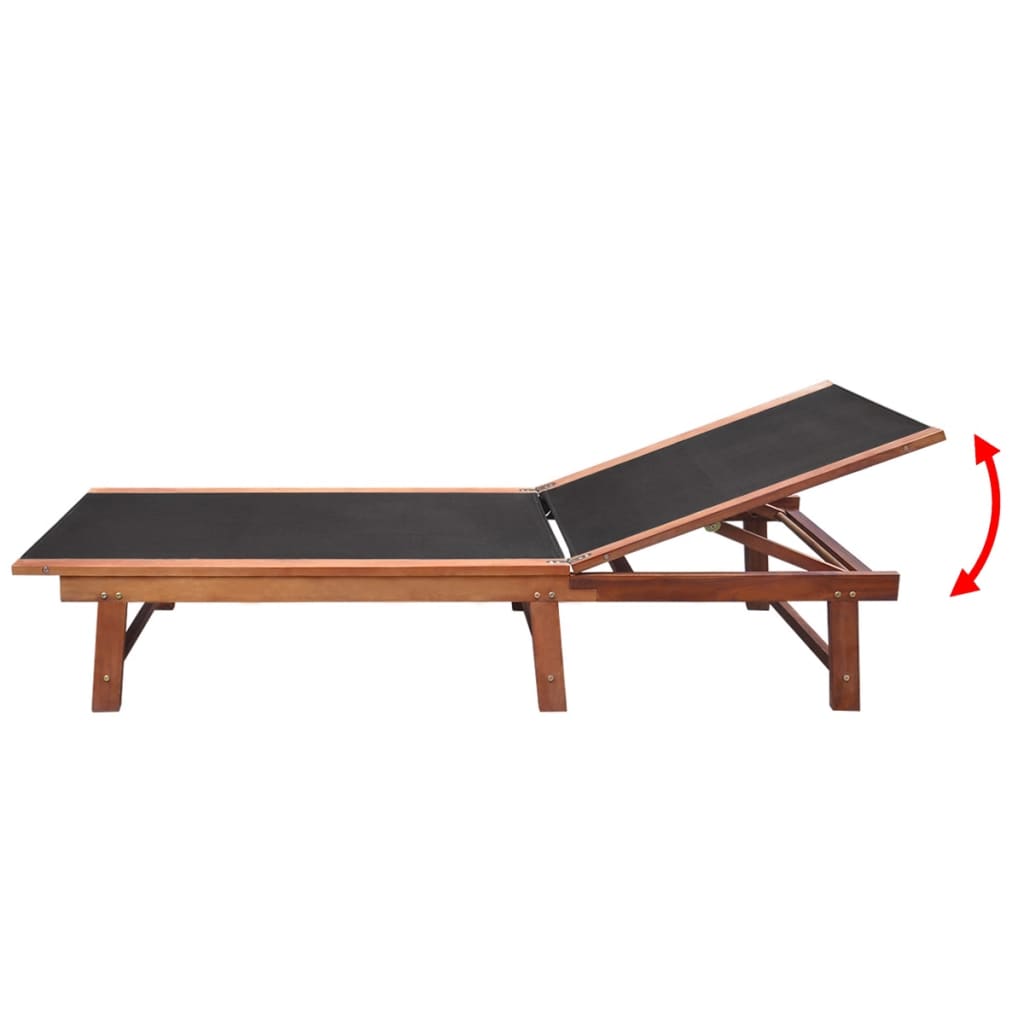 Sun Loungers 2 pcs with Table Solid Acacia Wood and Tetilene