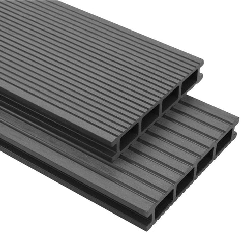 WPC Decking Boards with Accessories 10 mÂ² 2.2 m Grey