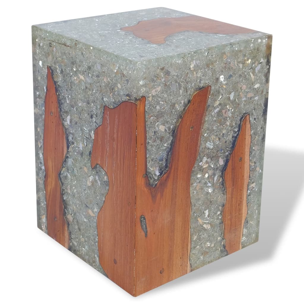 Stool Solid Teak Wood and Resin