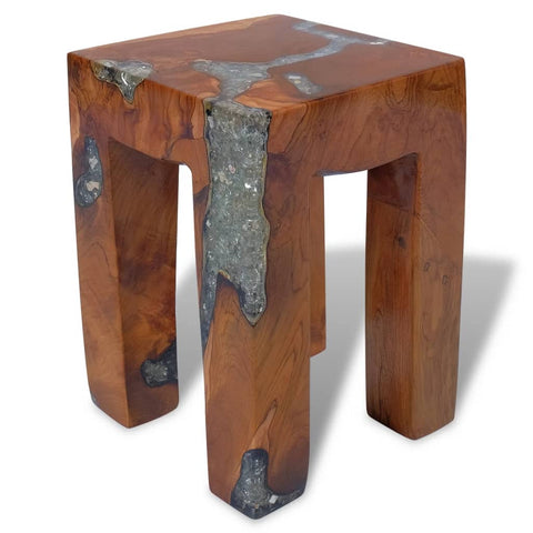 Stool Solid Teak Wood and Resin