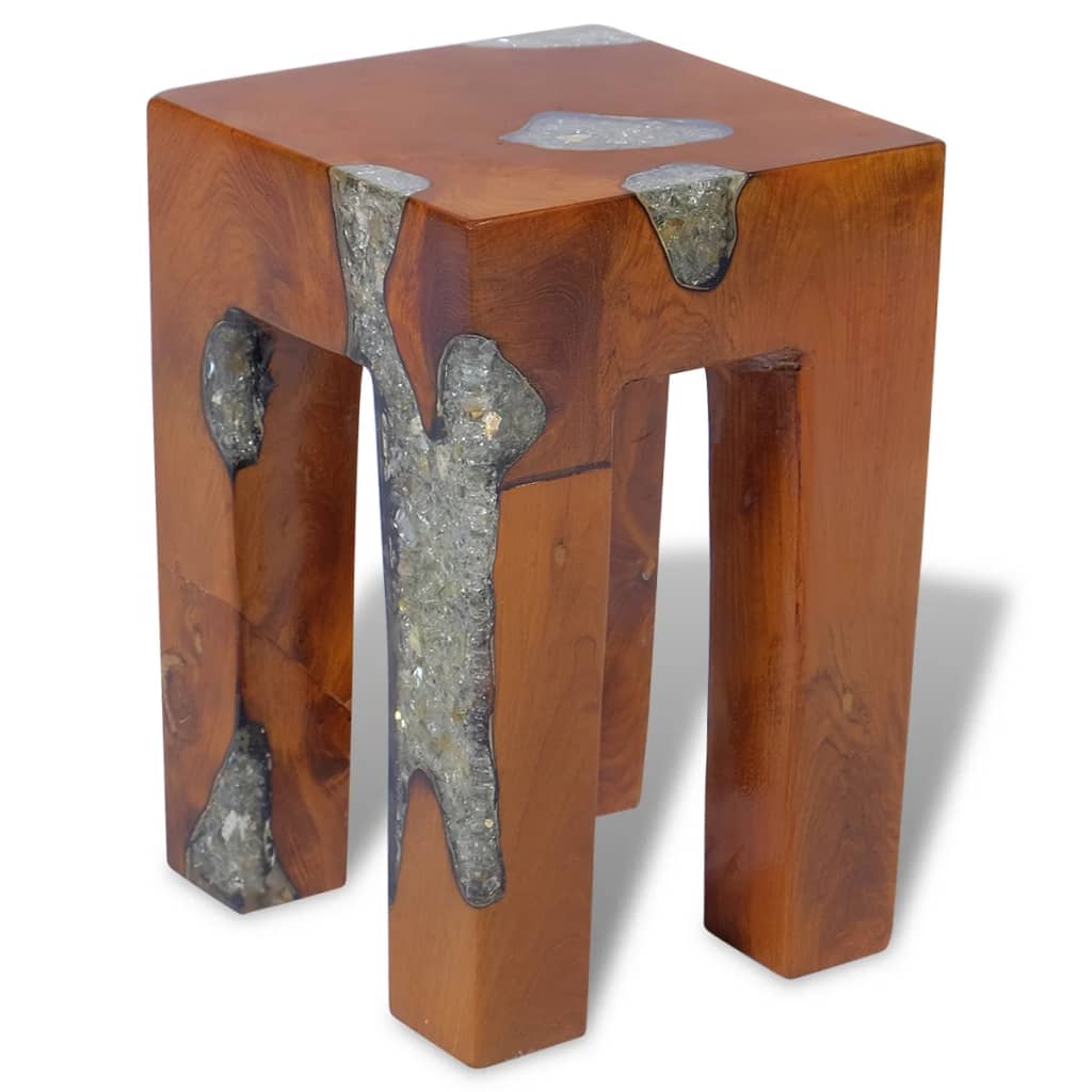 Stool Solid Teak Wood and Resin