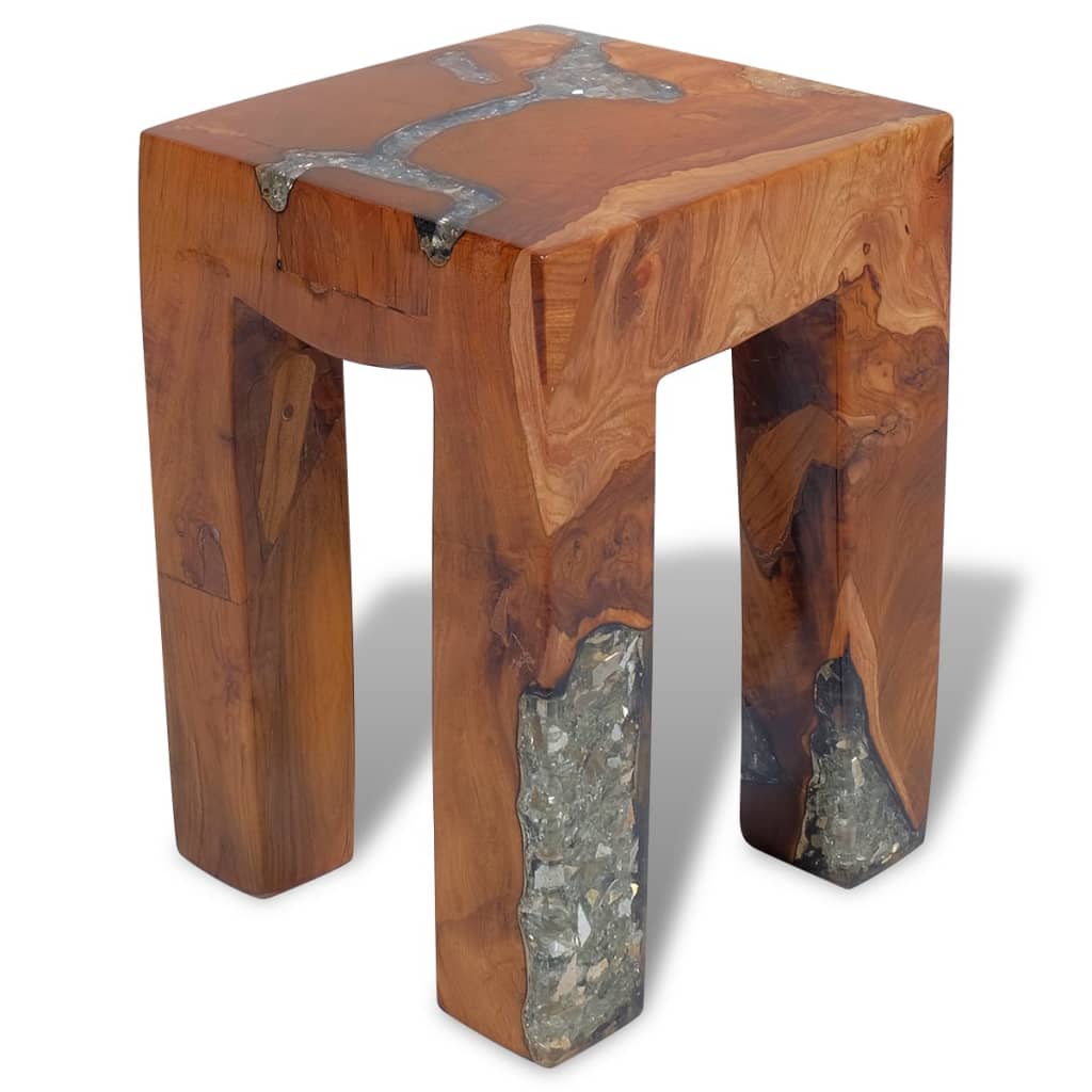 Stool Solid Teak Wood and Resin