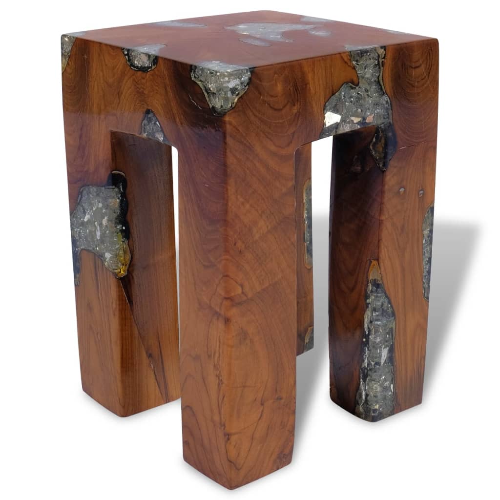 Stool Solid Teak Wood and Resin