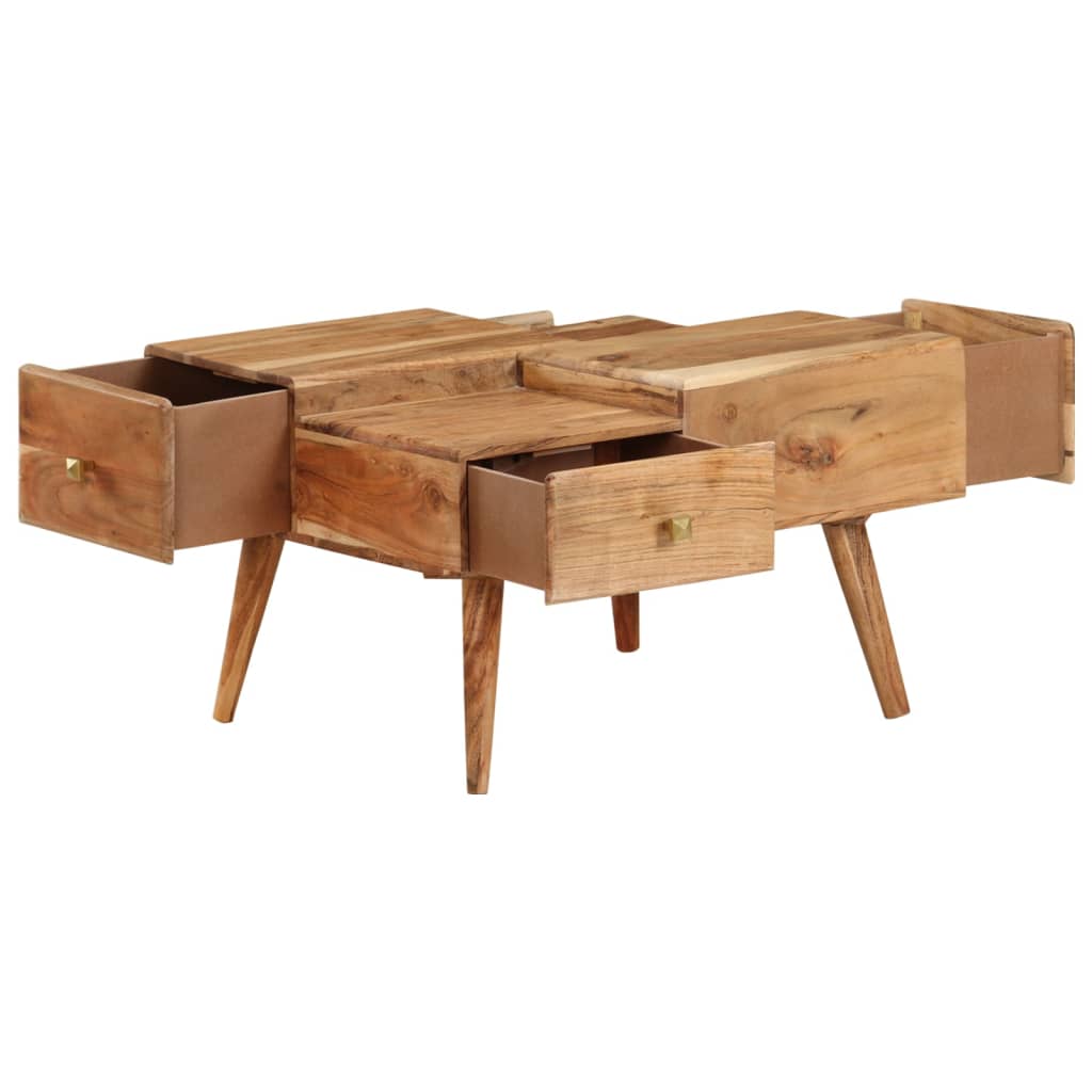 Coffee Table With 4 Drawers Solid Acacia Wood