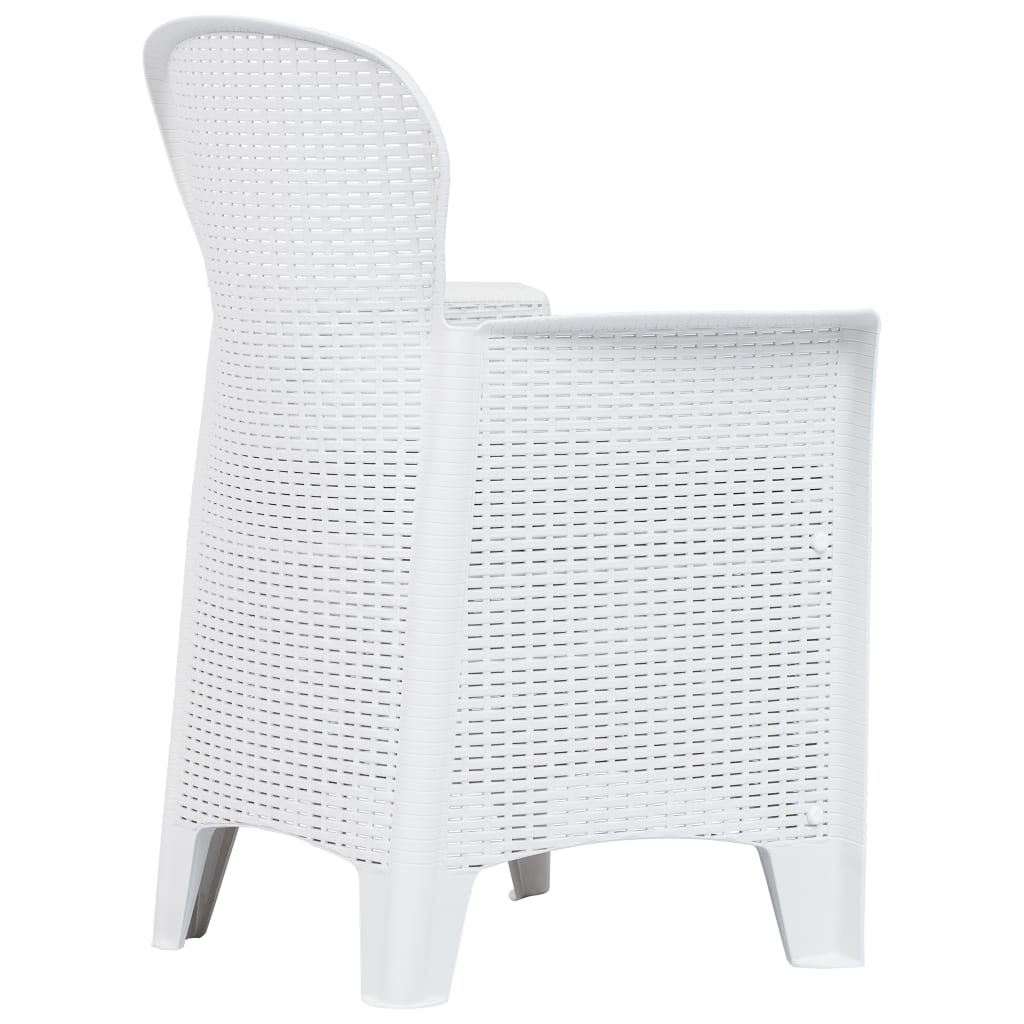 Garden Chairs 2 pcs with Cushion White Plastic Rattan Look