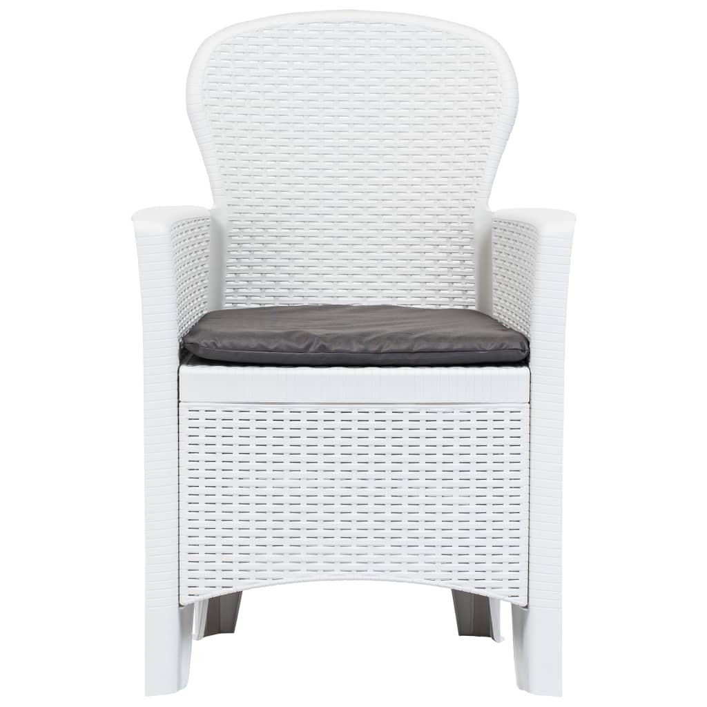 Garden Chairs 2 pcs with Cushion White Plastic Rattan Look