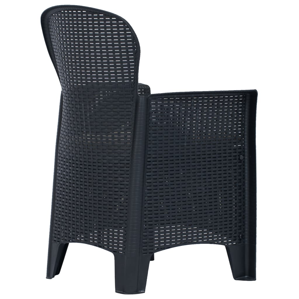 Garden Chairs 2 pcs with Cushion Anthracite Plastic Rattan Look