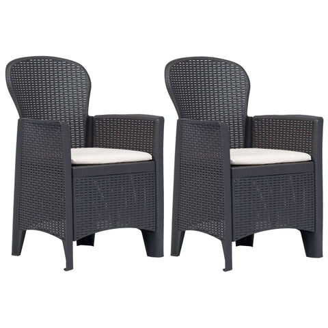 Garden Chair 2 pcs with Cushion Brown Plastic Rattan Look