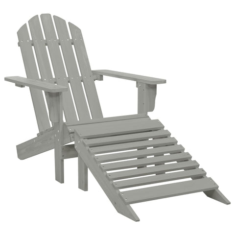 Garden Chair with Ottoman Wood Grey