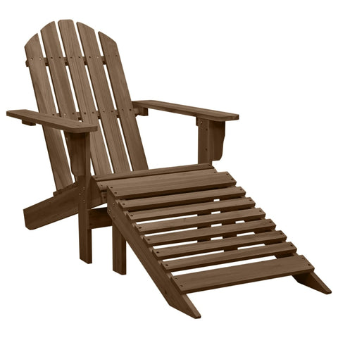 Garden Chair with Ottoman Wood Brown