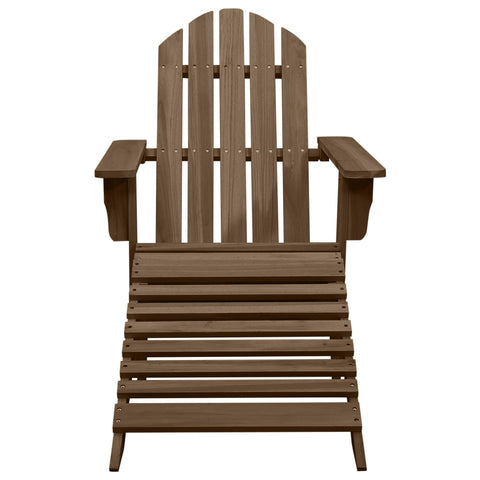 Garden Chair with Ottoman Wood Brown