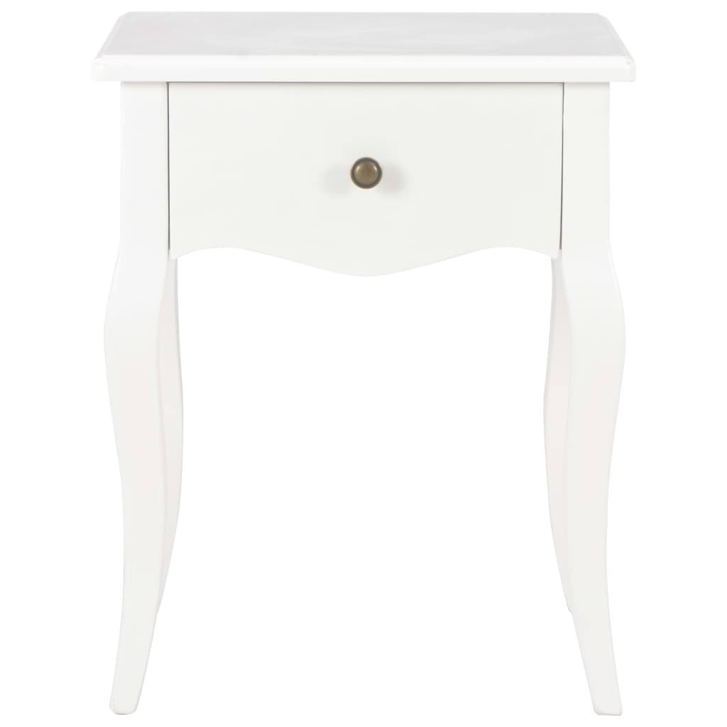 Nightstand White Solid Pine Wood