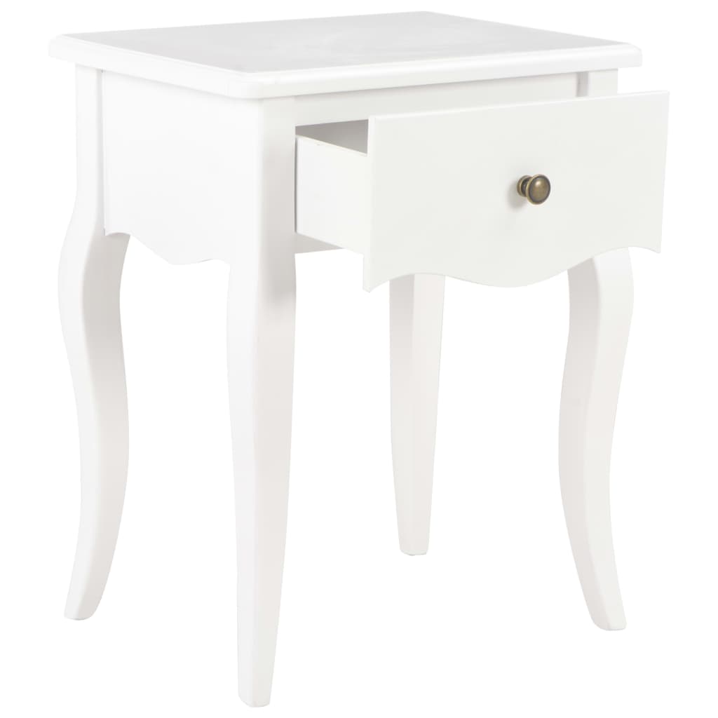 Nightstand White Solid Pine Wood