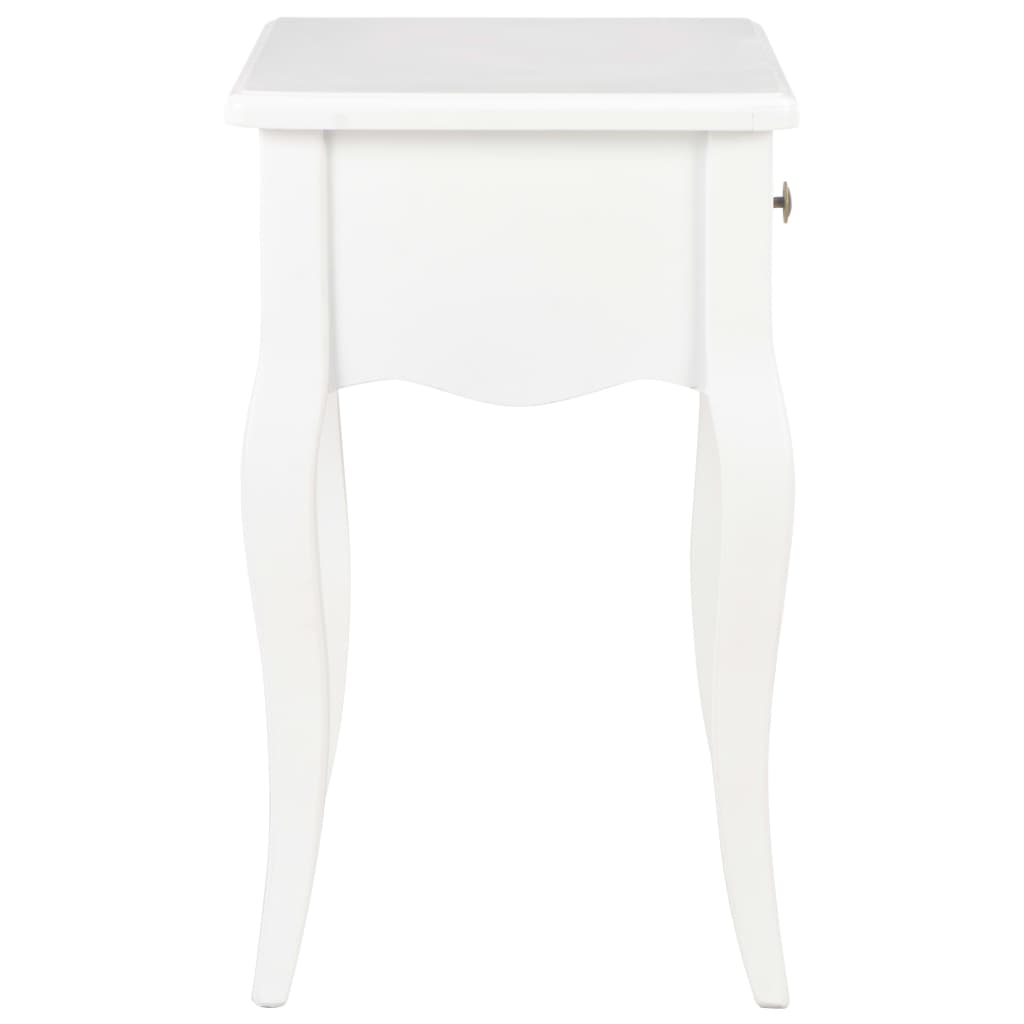 Nightstand White Solid Pine Wood